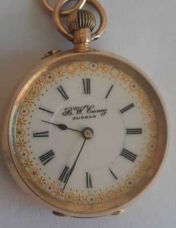 SOLID 14CT GOLD BW CANEY DURBAN POCKET WATCH 1800 ERA CRAZY R1 START